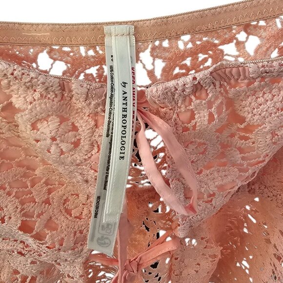 Anthropologie Crochet Lace Top Pink Size XL NWT Tie Front Removable Straps Crop - Picture 7 of 10